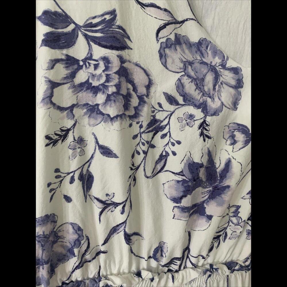 Women's Cynthia Rowley Floral Blue White MIDI Dress Size S Cottagecore Garden - Picture 3 of 10